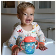 Nuby No-Spill Two Handle Spout Cup with Hygienic Cover | 2 Pack:  Aqua Ocean & Pink Animals | 8oz/ 4months+