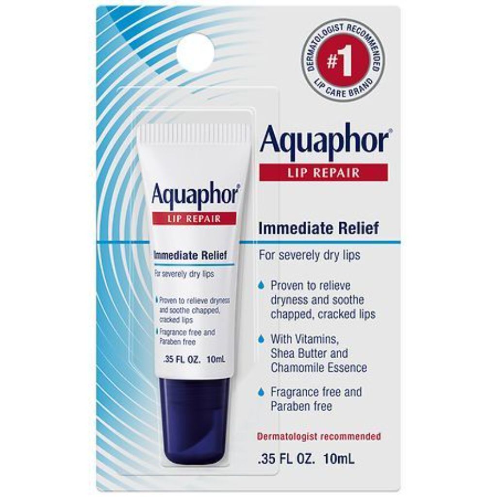 Aquaphor Lip Repair Immediate Relief Ointment for Dry, Chapped Lips with Shea Butter, 0.35 fl oz