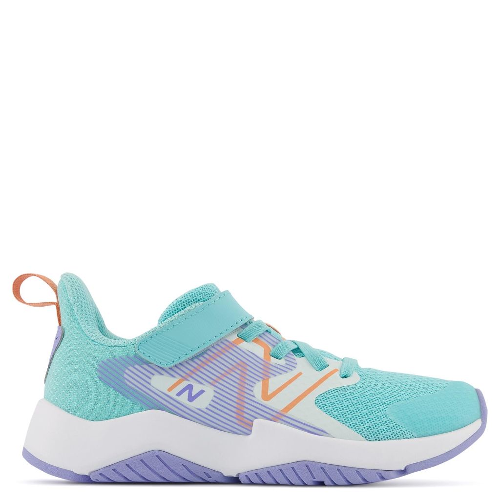 New Balance Kid's Rave Run V2 Hook and Loop Running Shoe, Surf/Peach Glaze/Magic Hour, 2 Wide Infant