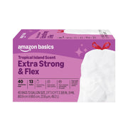Amazon Basics Extra Strong & Flex Tall Kitchen Drawstring Trash Bags (13 Gallon) - Tropical Island Scent, 40ct.