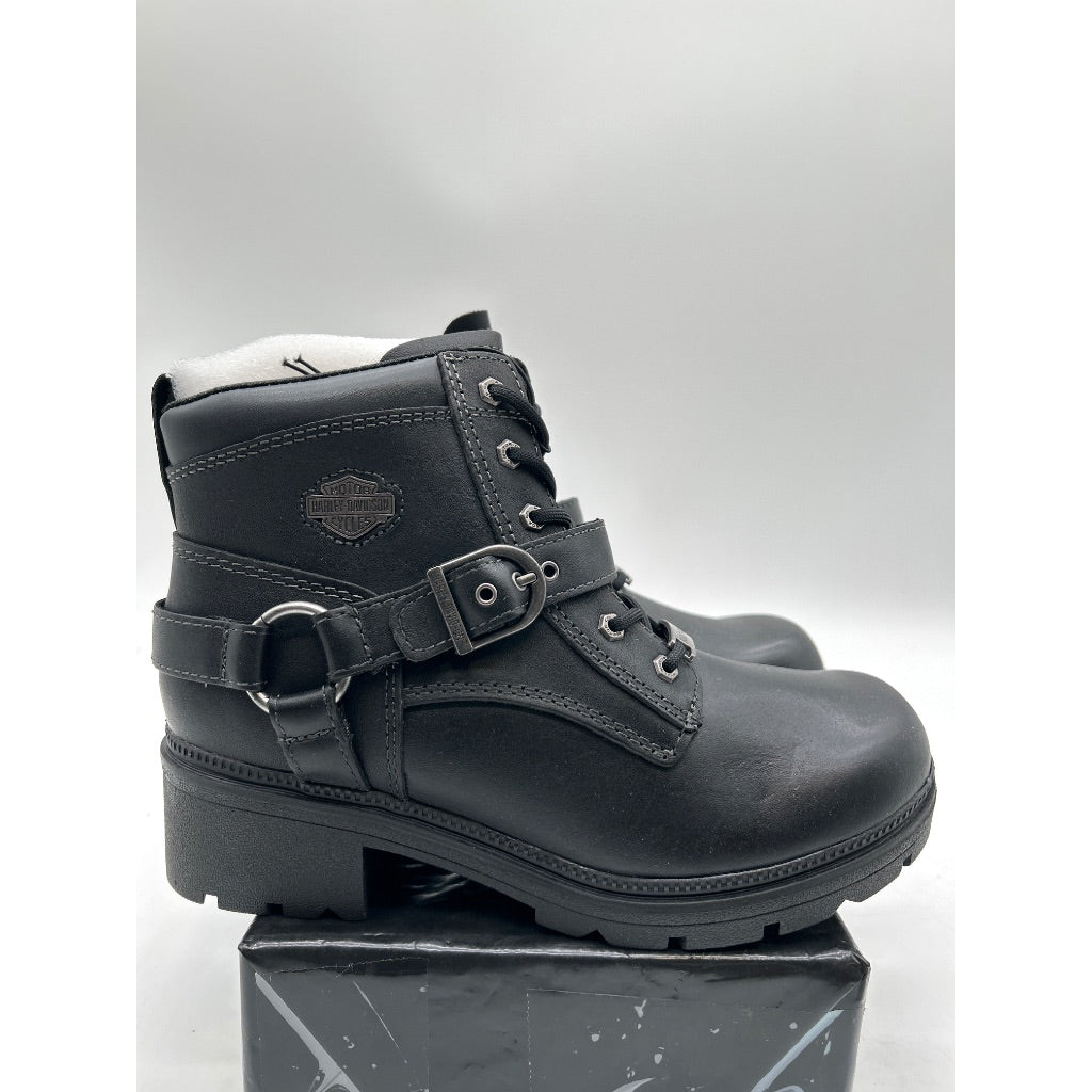 Harley-Davidson Footwear Women's Tegan Round Toe Motorcycle Boots, Black - Size 8
