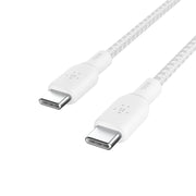 Belkin USB C to USB C Cable, 9.9ft, 100W - Soft, Braided - White