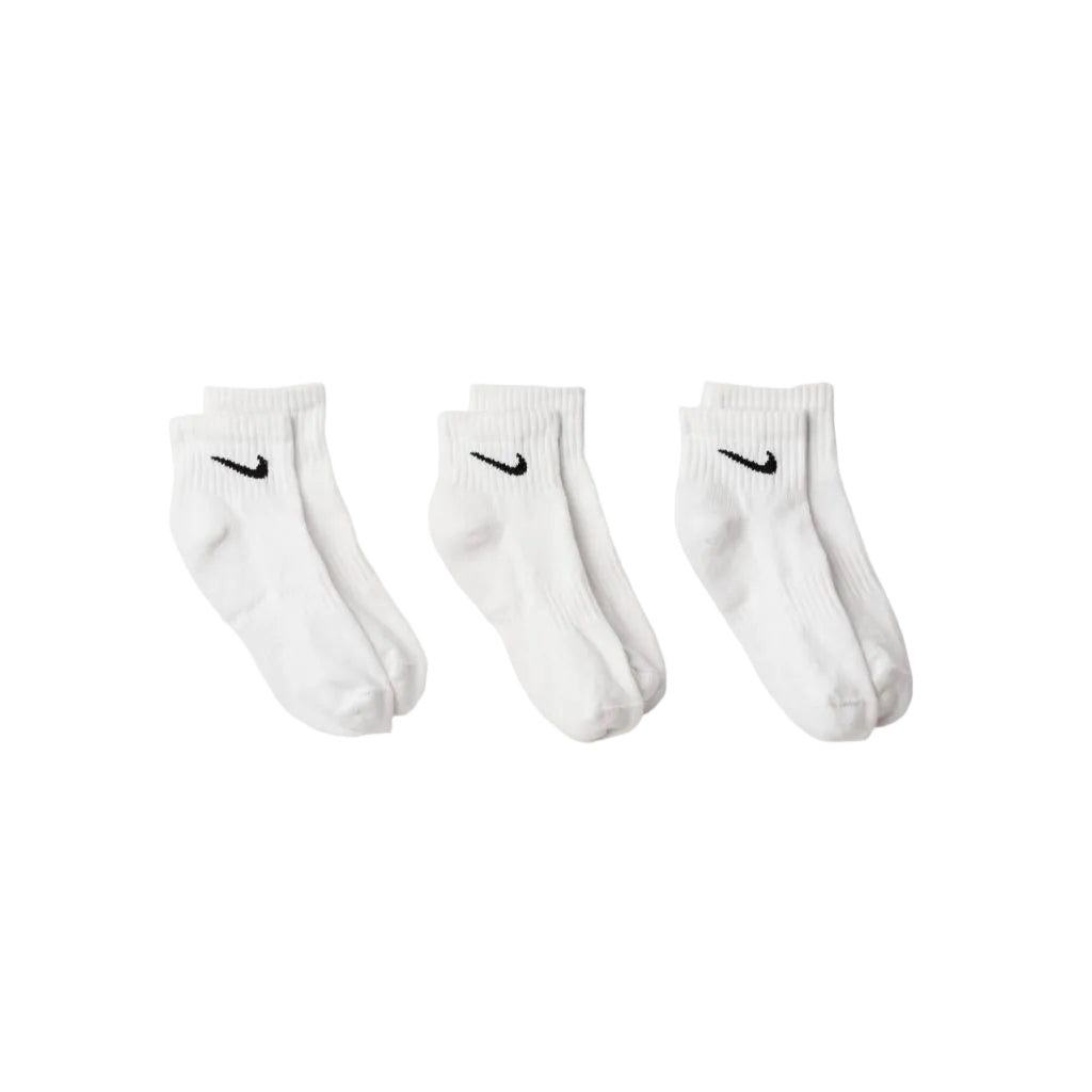Nike Unisex Everyday Cushioned Training Ankle Socks (3 Pairs), White/Black, Large