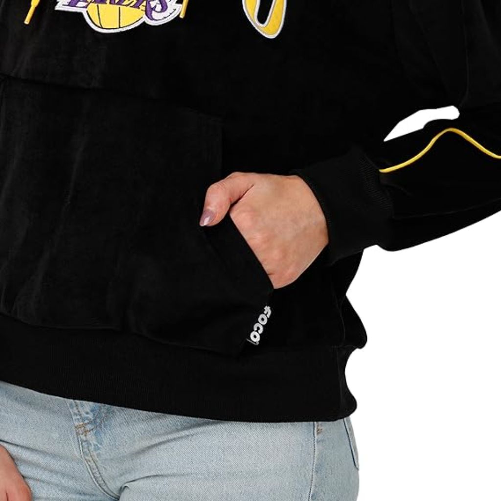 FOCO Women's Officially Licensed NBA Team Logo Fashion Velour Hooded Sweatshirt - LA Lakers, Size Large