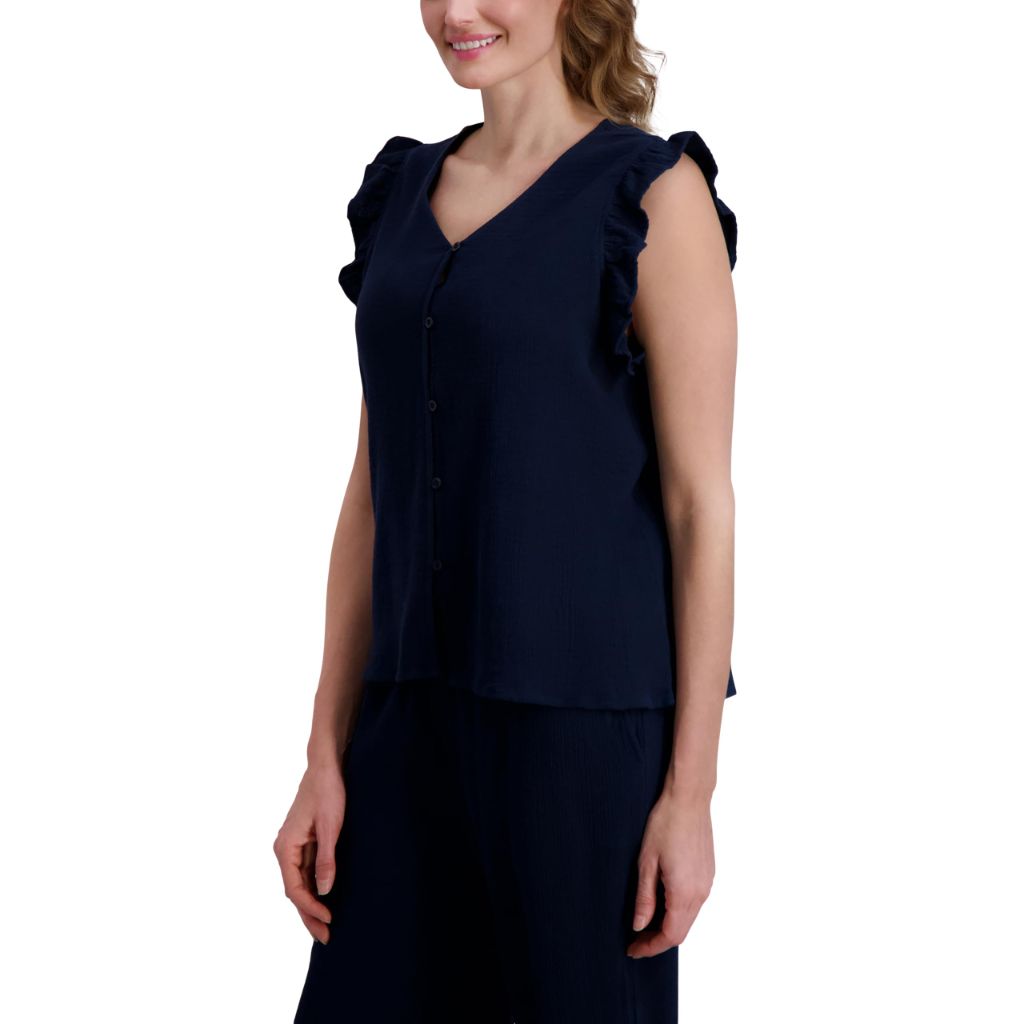 SZ S, Stella Parker Women's Blouse – Flowy Lightweight Top | Navy