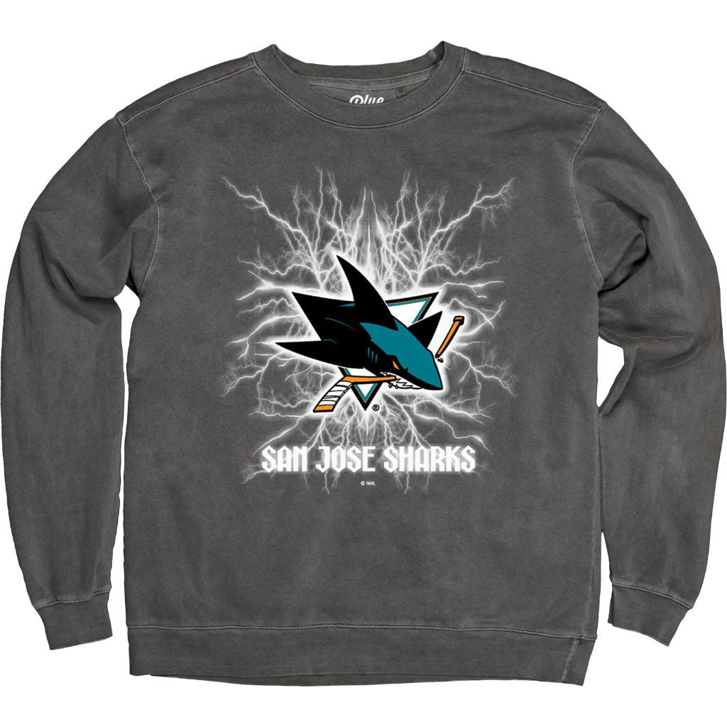 San Jose Sharks NHL Officially Licensed Crewneck Sweatshirt Ringspun Electric Black, Small