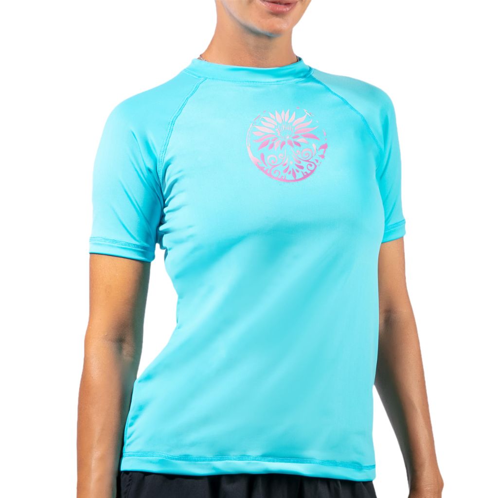Serenity S/S Rashguard, Aqua - size L