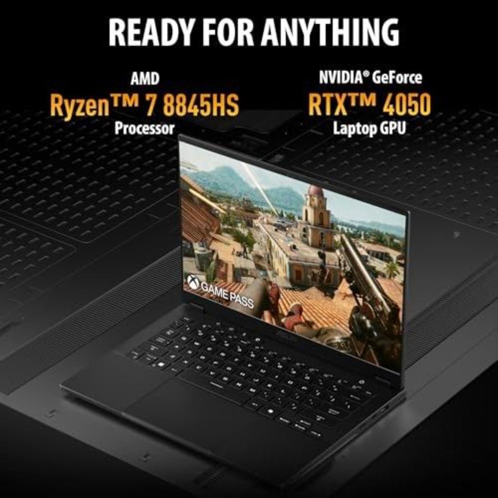 ASUS TUF Gaming A14 Copilot+ PC Gaming Laptop, 14" WQXGA 16:10 165Hz Display, AMD Ryzen™ AI 7 8845HS, NVIDIA® GeForce RTX™ 4050, 16GB LPDDR5X,