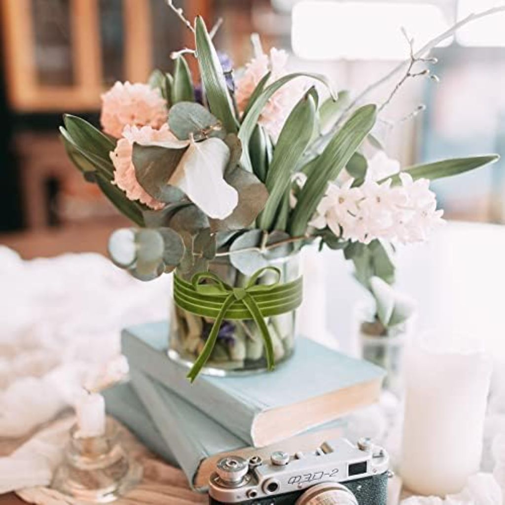 Chuangdi Olive Green Velvet Ribbon Spool, 3/8" x 60 Yards