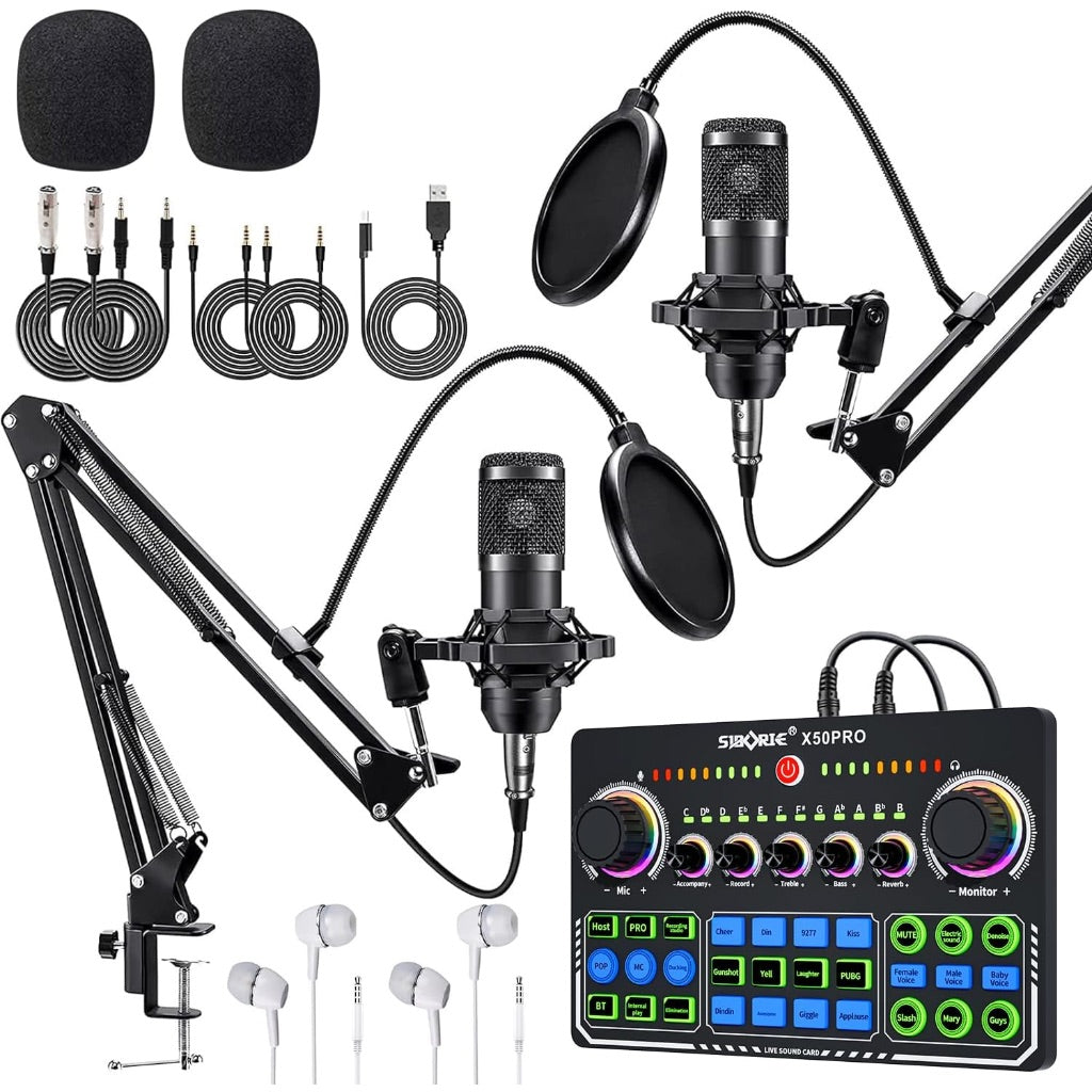 X50 Podcast Equipment Bundle, DJ Mixer with BM800 Podcast Studio Condenser Microphone
