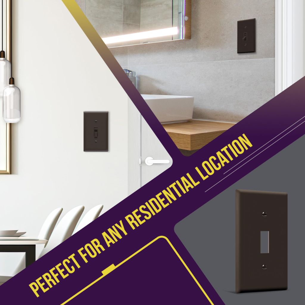 ENERLITES Toggle Light Switch Wall Plate, Gloss Finish, Size 1-Gang 4.50" x 2.76", Unbreakable Polycarbonate Thermoplastic, 8811-BR, Brown, Standard