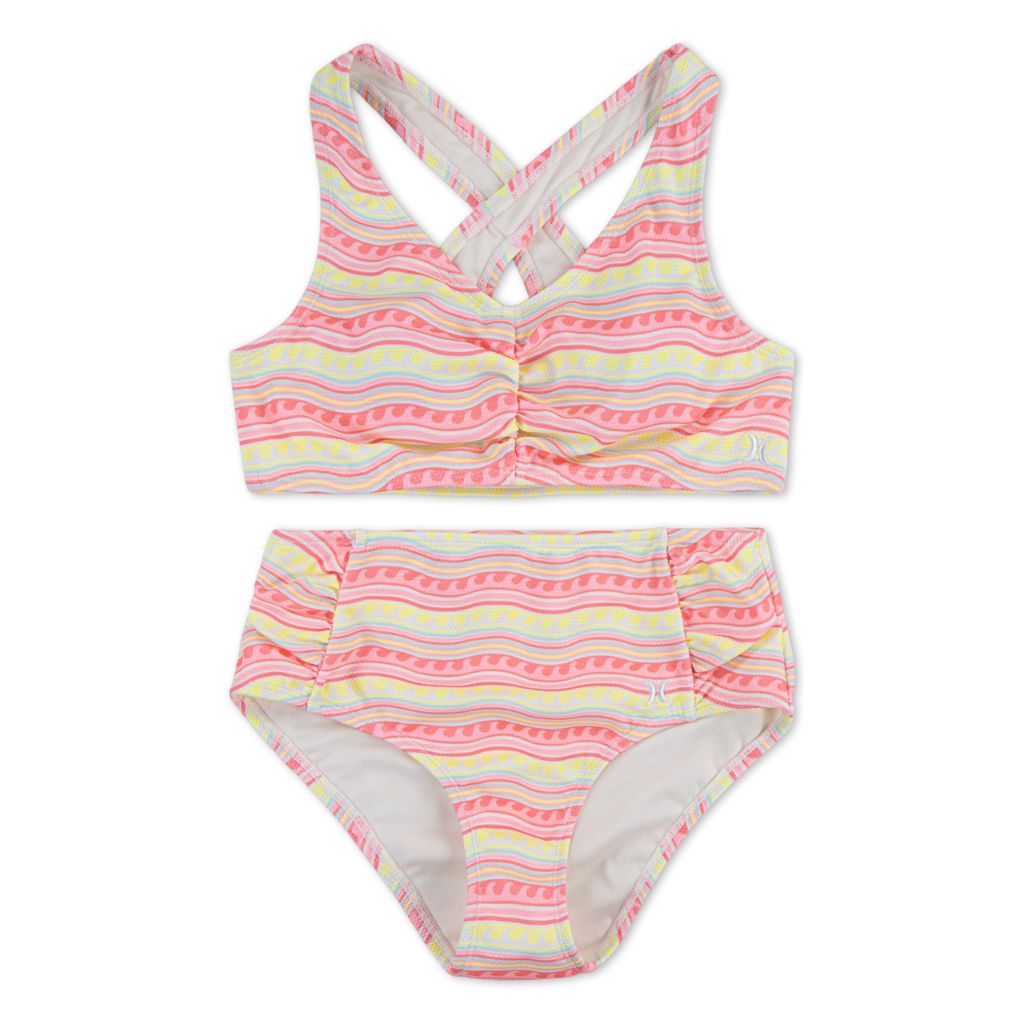 SZ 12, Hurley - Girl's 2-Piece Bikini Swim Suit | Pink Flamingo