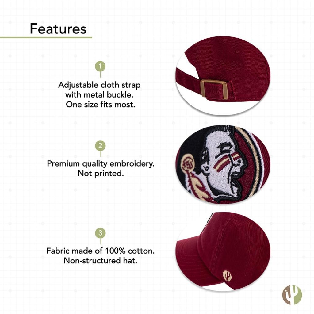 Desert Cactus Florida State University Baseball Hat Seminoles FSU | (Style C1) Red