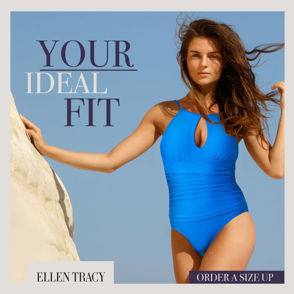 ELLEN TRACY Mio Over The Shoulder Slimming Swimsuit, Double Tier Ruffled One Piece Bathing Suit for, Mykonos, 10, Women