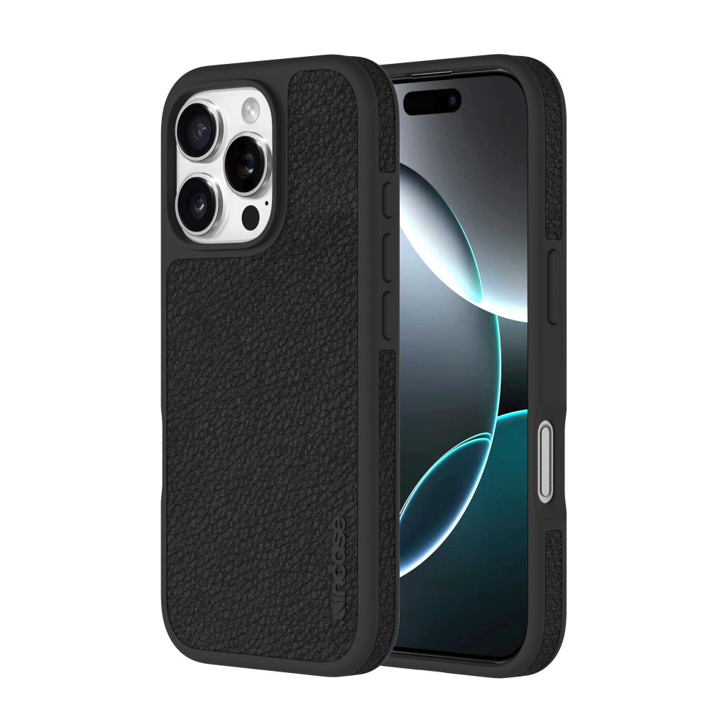 Incase ICON Case with Woolenex for iPhone 16 Pro Max, Obsidian Pebbled Plant Leather (12ft)