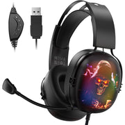 Gvyugke CM7001 Gaming Headset with 7.1 Surround Sound USB Headset with Microphone Cable, RGB Light for PS5 Console