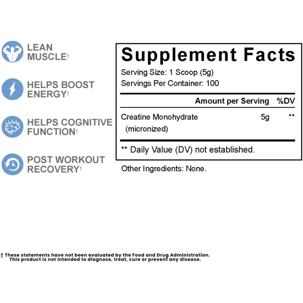 Revival Premium Micronized Creatine Monohydrate - HPLC Tested 100% Pure Grade - 500g (100 Servings) - Supports Lean Muscle Growth - Maximum Absorption - Unflavored - Made in USA & 3rd Party Lab Tested