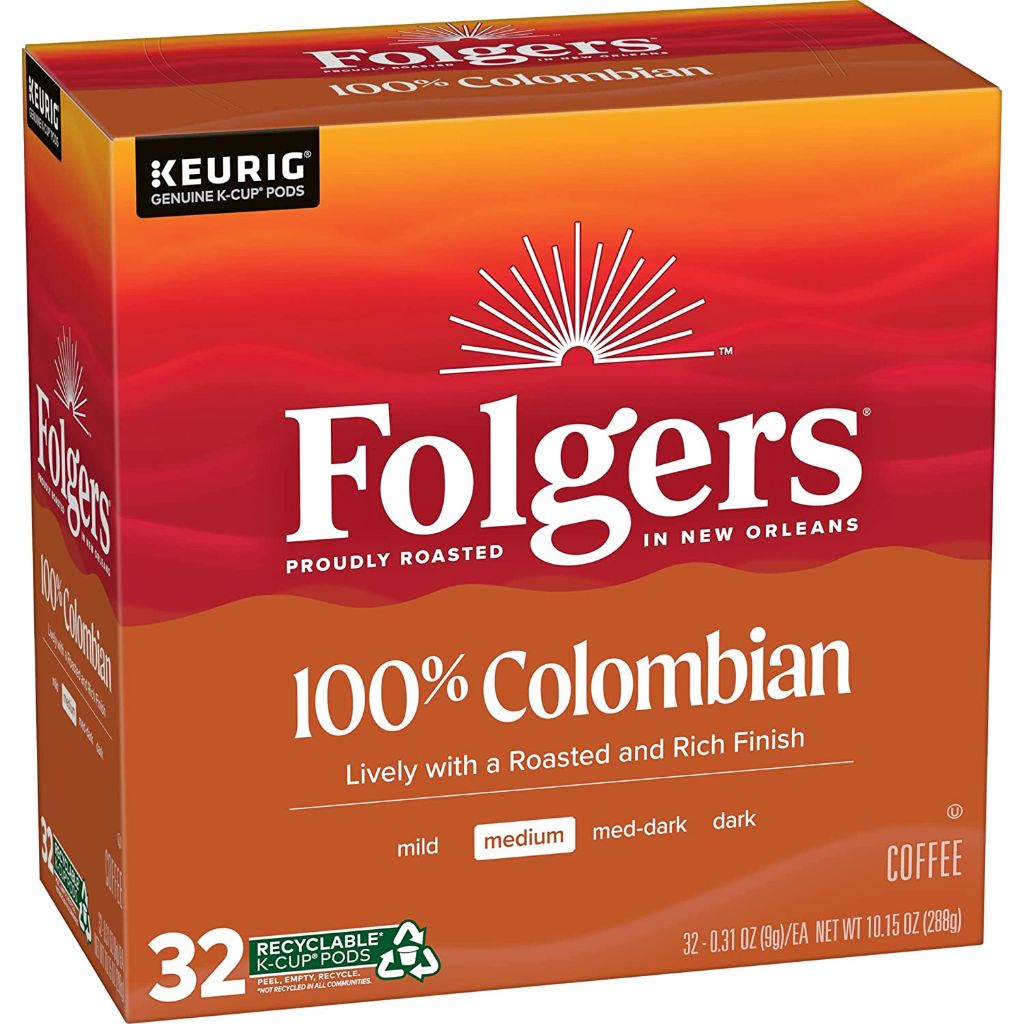 Folgers Colombian Medium Roast Keurig K-Cup Coffee Pods, 32ct.