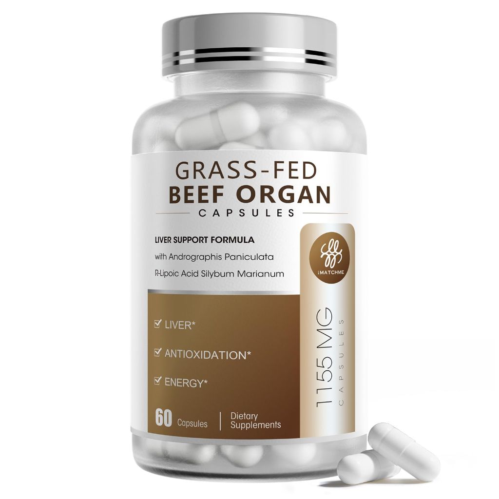 IMATCHME Grass Fed Beef Organ Supplement with Beef Liver & Adrenals, 60 Count