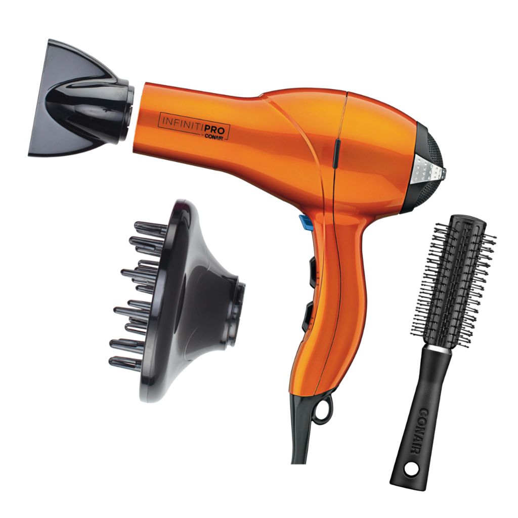 Infiniti PRO CONAIR Hair Dryer with Diffuser, Professional AC Motor, Orange
