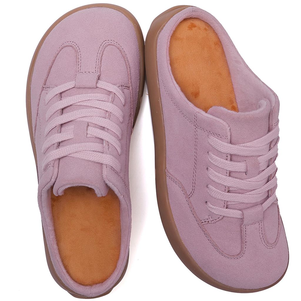 UBFEN Womens Slippers Arch Support 100% Genuine Suede Leather Comfortable Outdoor Indoor Slip On Mules A Pink Size US 7.5
