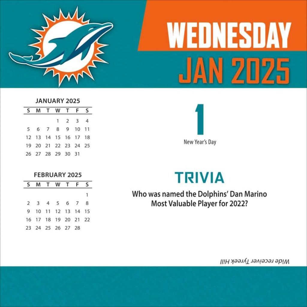 TURNER SPORTS Miami Dolphins 2025 Box Calendar
