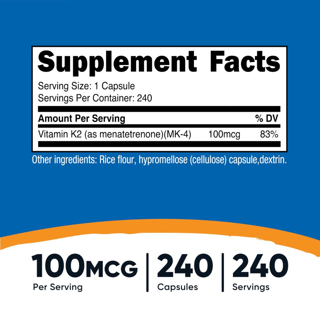 Nutricost Vitamin K2 (MK4) 240 Capsules (100mcg)