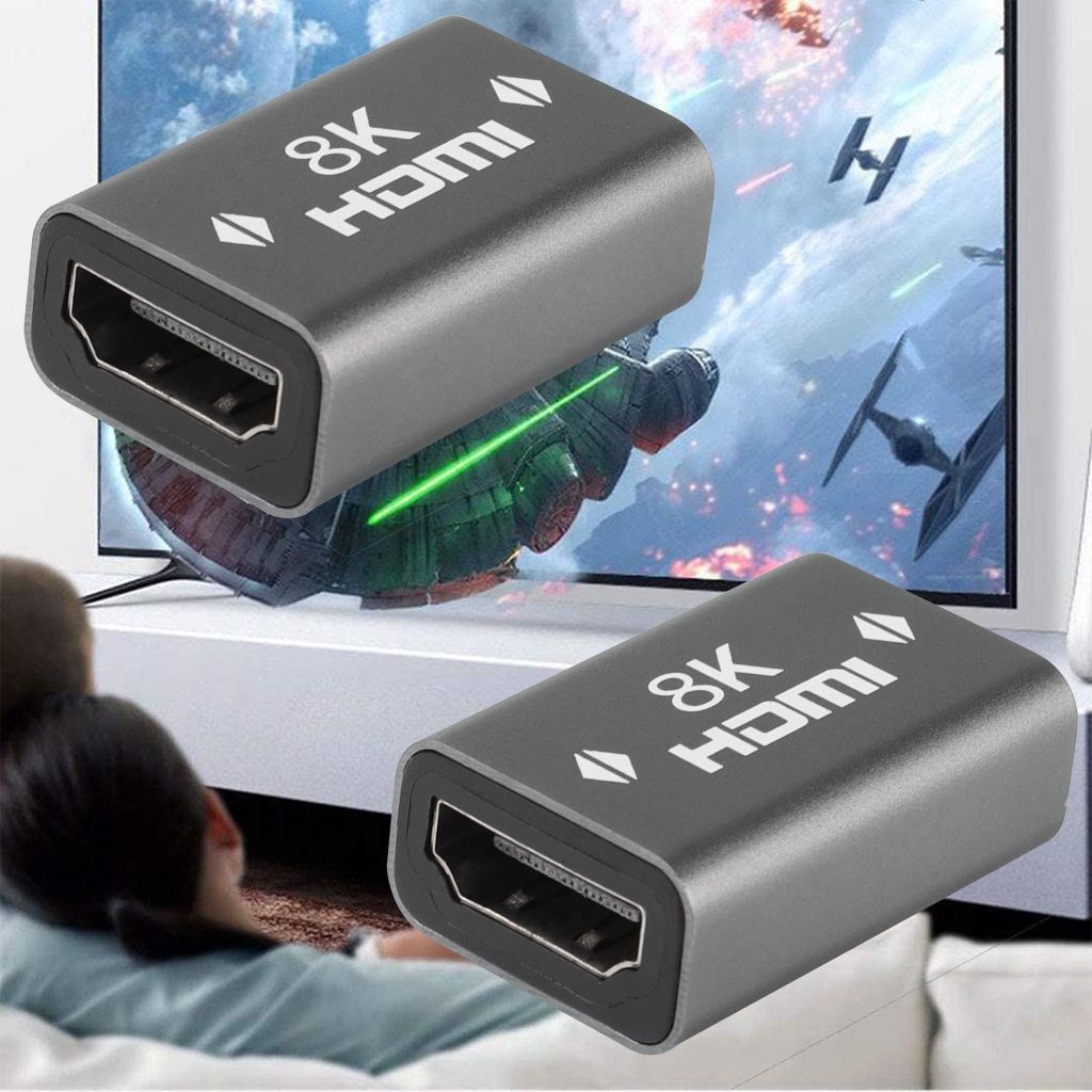 QIANRENON HDMI Female to Female Coupler 3D 8K@60Hz HDR Aluminum Alloy | Gray 2Pack