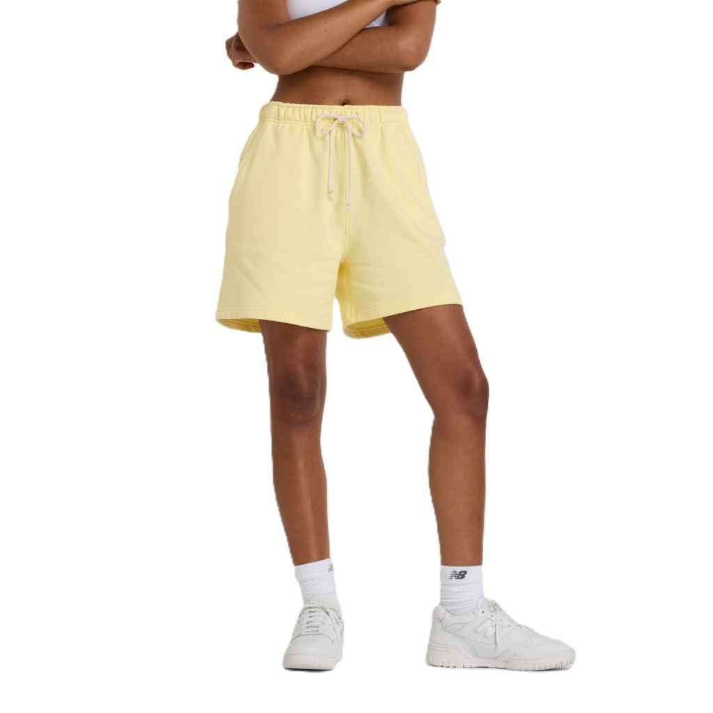 New Balance Women's Athletics French Terry Short, Parchment, X-Small