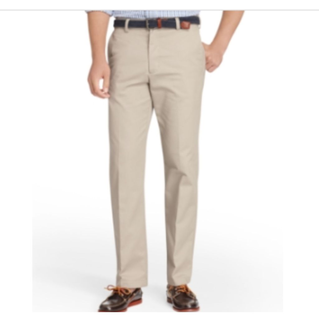 IZOD Mens American Chino Flat Front Straight Fit Pant Khaki 32W X 29L