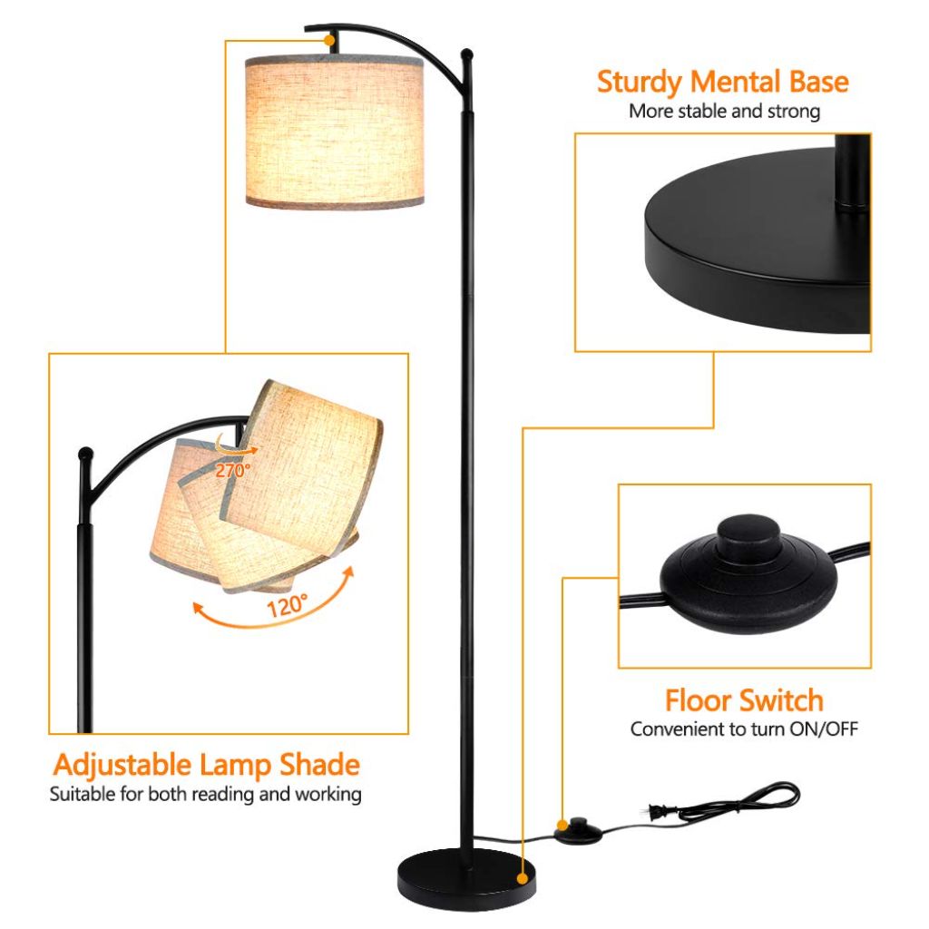 ROTTOGOON Floor Lamp for Living Room with 3 Color Temperatures LED Bulb -Black