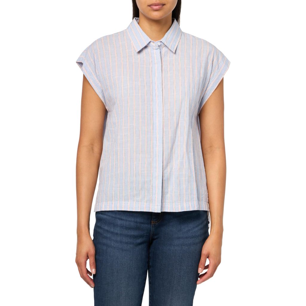 Lucky Brand Women's Sleeveless Tunic Button Down Blue Stripe
