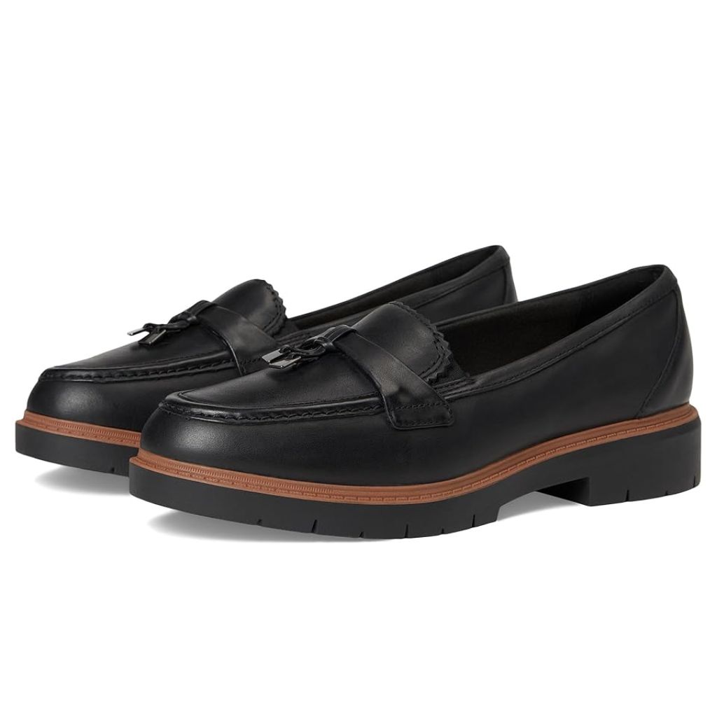 Clarks Women's Westlynn Bella Loafers - Black Leather, Size 9.5 Wide