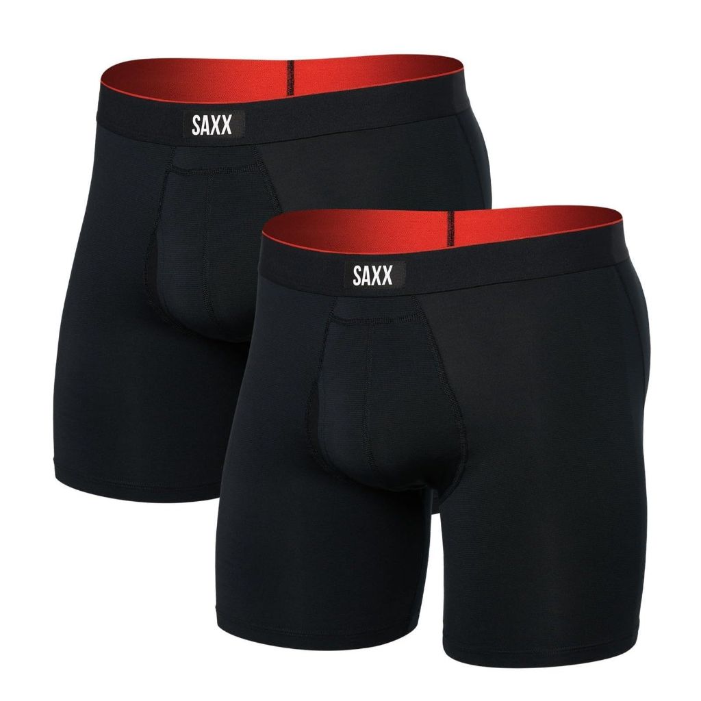 SZ M, SAXX Underwear Co. Men's Multi-Sport Mesh Boxer Brief Fly 2-Pack, | Black