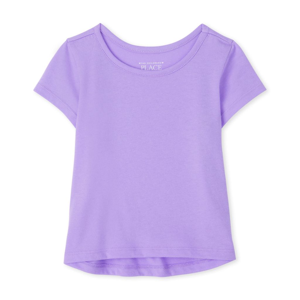 The Children's Place,Baby and Toddler Girls High Low Basic Layering Tee,Lacrosse Violet NEON,6-9MONTHS