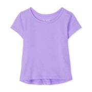 The Children's Place,Baby and Toddler Girls High Low Basic Layering Tee,Lacrosse Violet NEON,6-9MONTHS