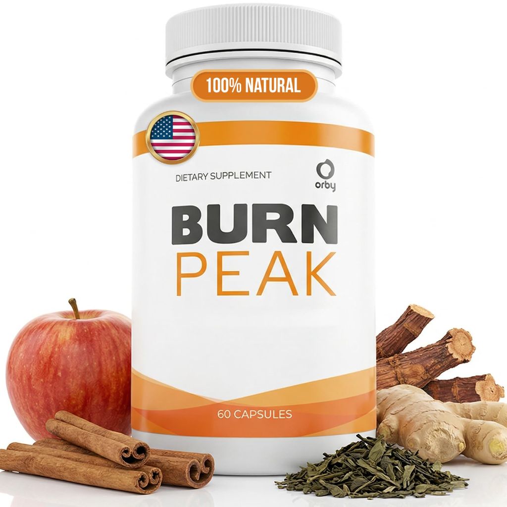 BurnPeak – 100% Natural Formula with Apple Cider Vinegar, Ginger, Green Tea & More – 60 Capsules, 1-Month Supply