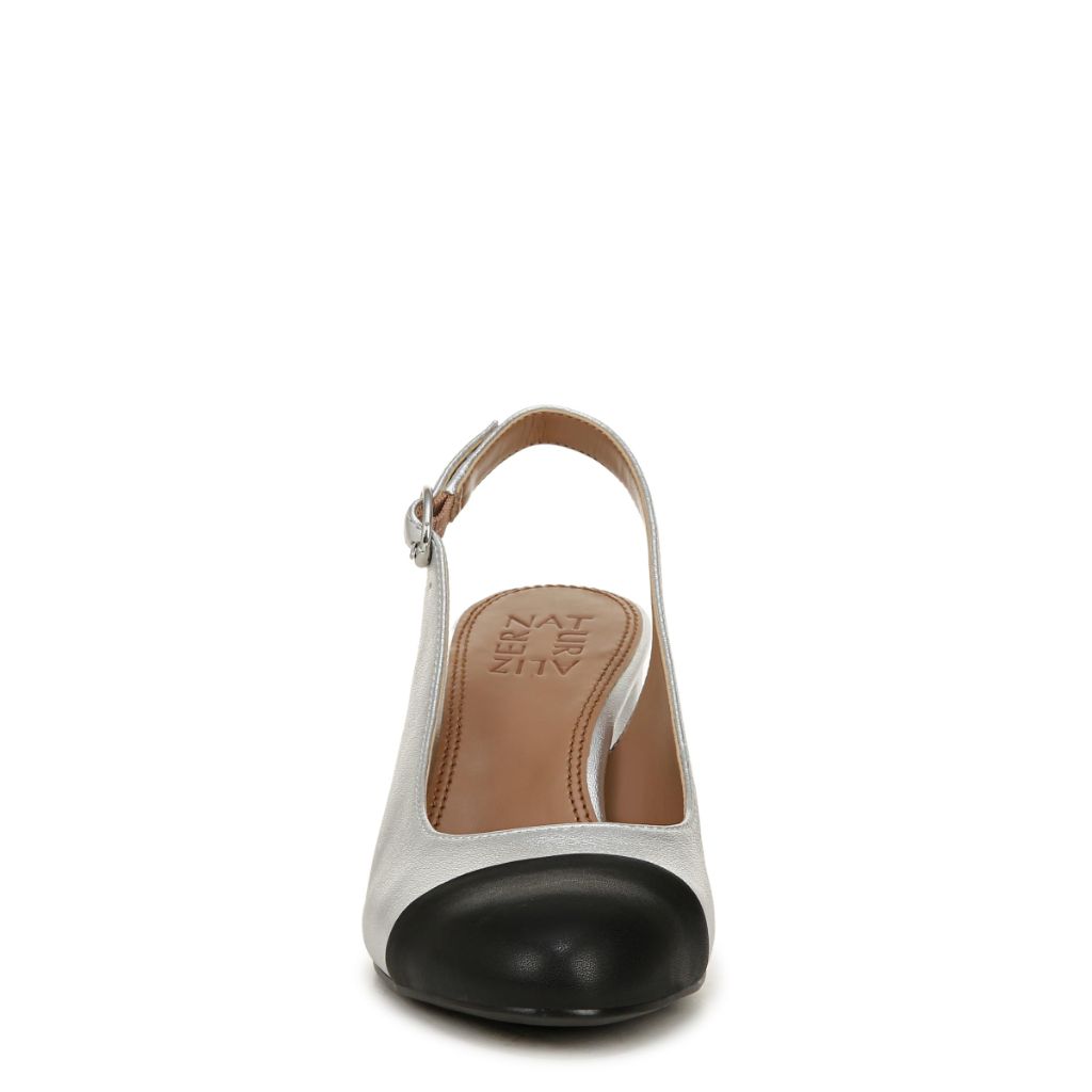Naturalizer Womens Sophie Cap Toe Slingback Pump, Silver Metallic - size 10