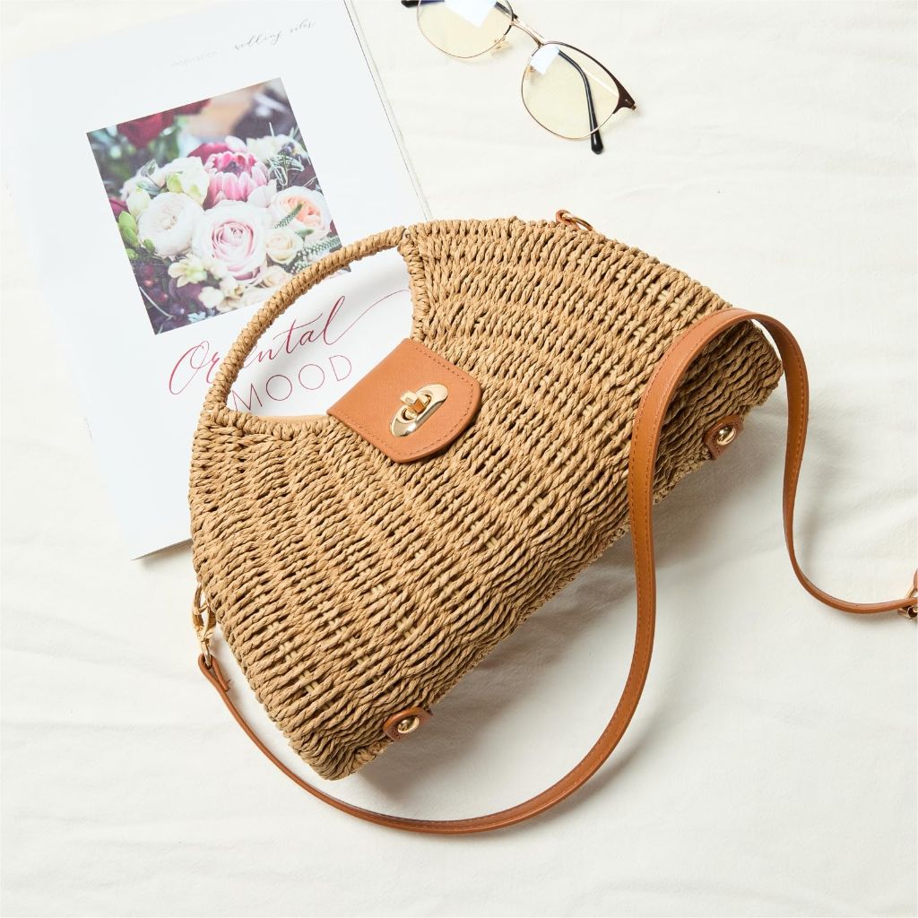 Kurava Womens Straw Crossbody Bag