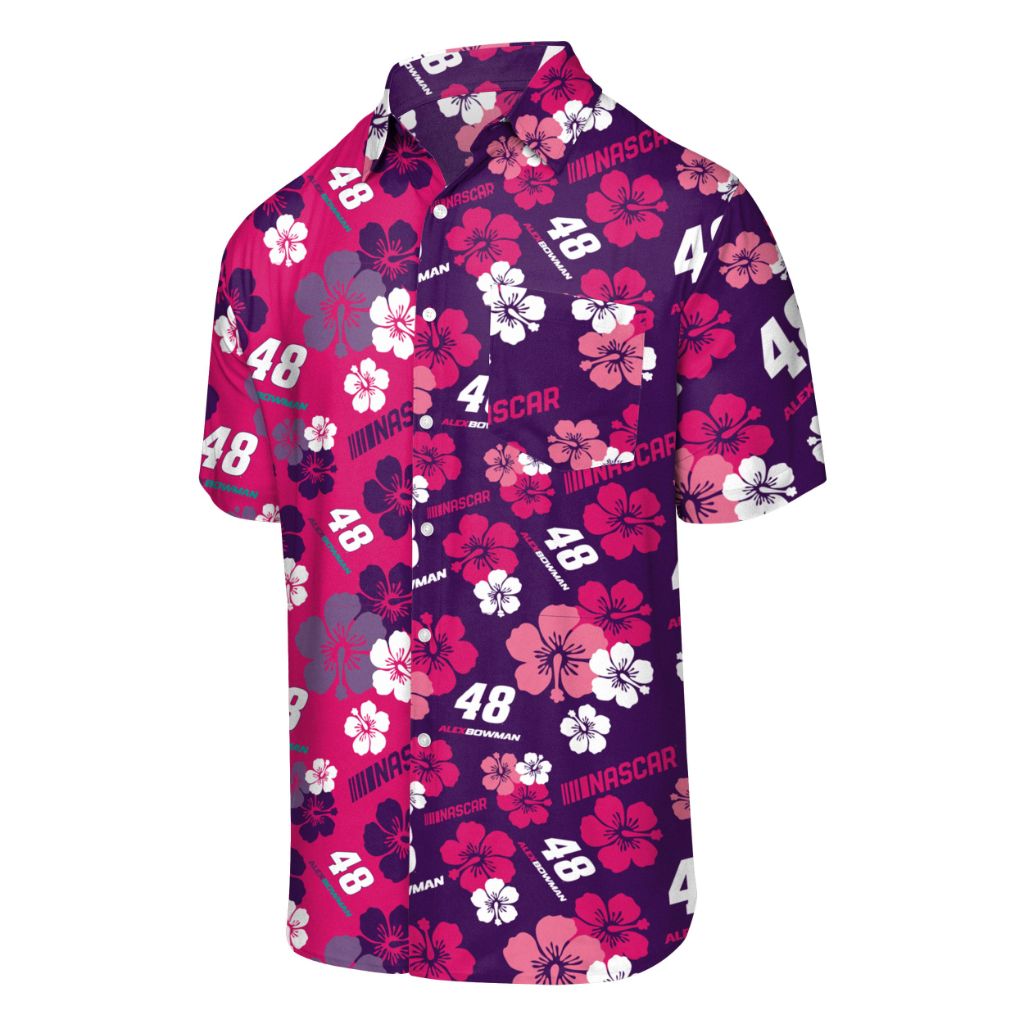 FOCO NASCAR Men's Split Color Floral Button Up -  Alex Bowman, M