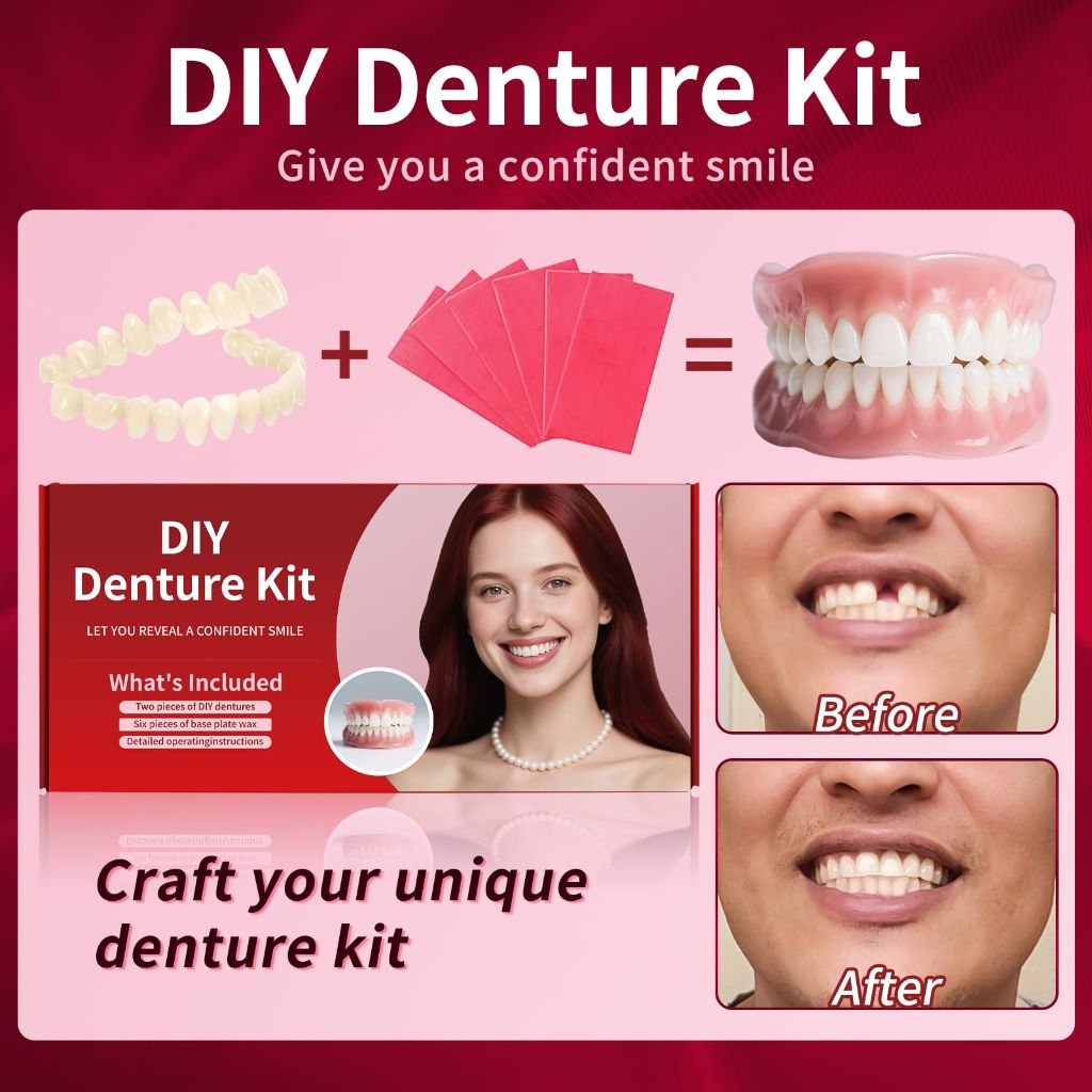 Dentures DIY Kit: Full Set Top & Bottom Fake Teeth for at-Home Smile Enhancement - Easy & Universal Fit-ZZ2