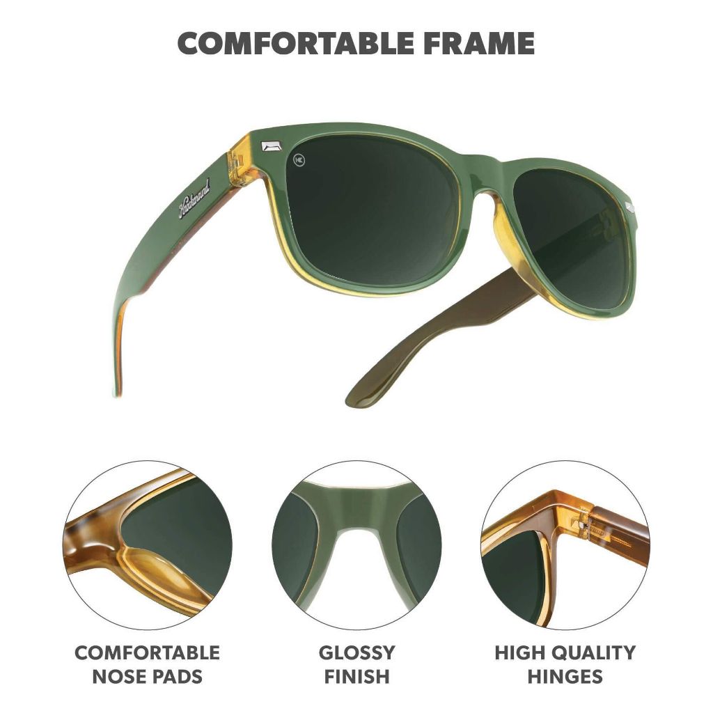 Knockaround Fort Knocks Polarized Sunglasses for Men & Women - Army Green and Amber Frames/Aviator Green Lenses