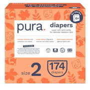 Pura Sensitive Soft Sustainable Baby Diapers - Size 2 (7-13lbs), 174 Count
