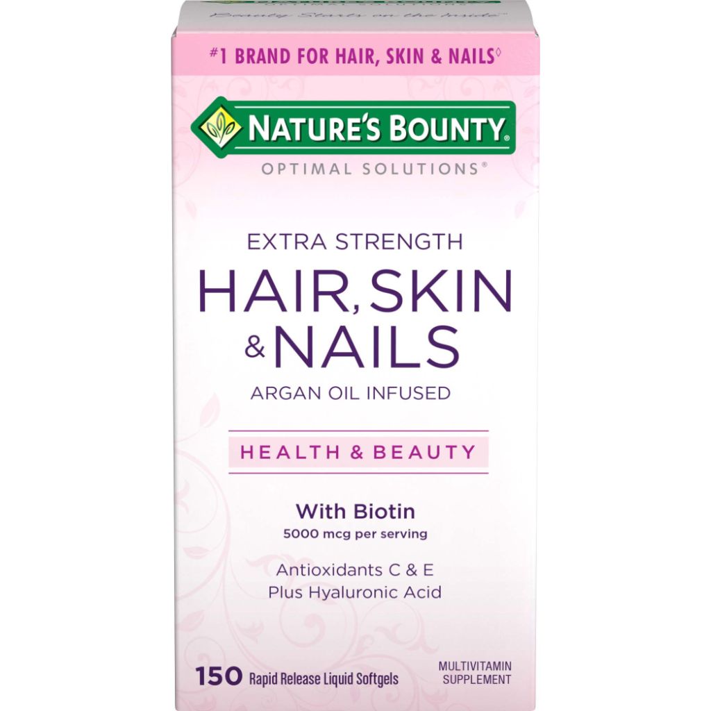 Nature's Bounty Optimal Solutions Hair Skin & Nails Extra Strength Softgels, 150 Count