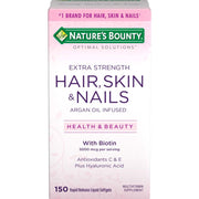 Nature's Bounty Optimal Solutions Hair Skin & Nails Extra Strength Softgels, 150 Count