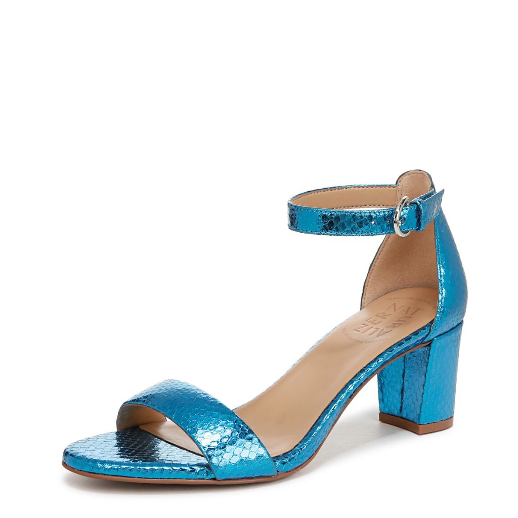 Naturalizer Women's Vera Sandal Light Blue Metallic Snake 8 W