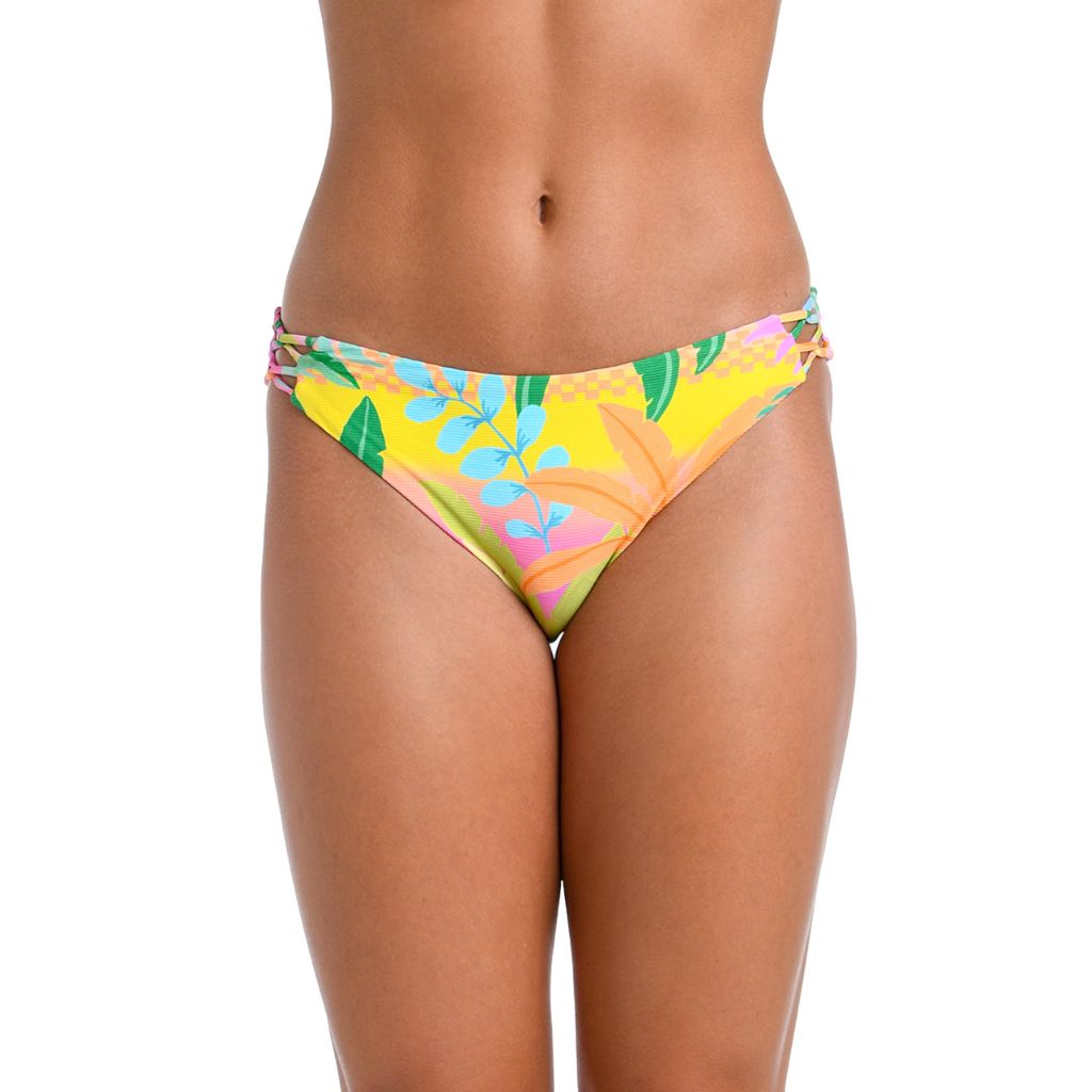 SZ XL, Hobie Women's Tab Side Hipster Swimsuit Bottom, Multi//Palms Up