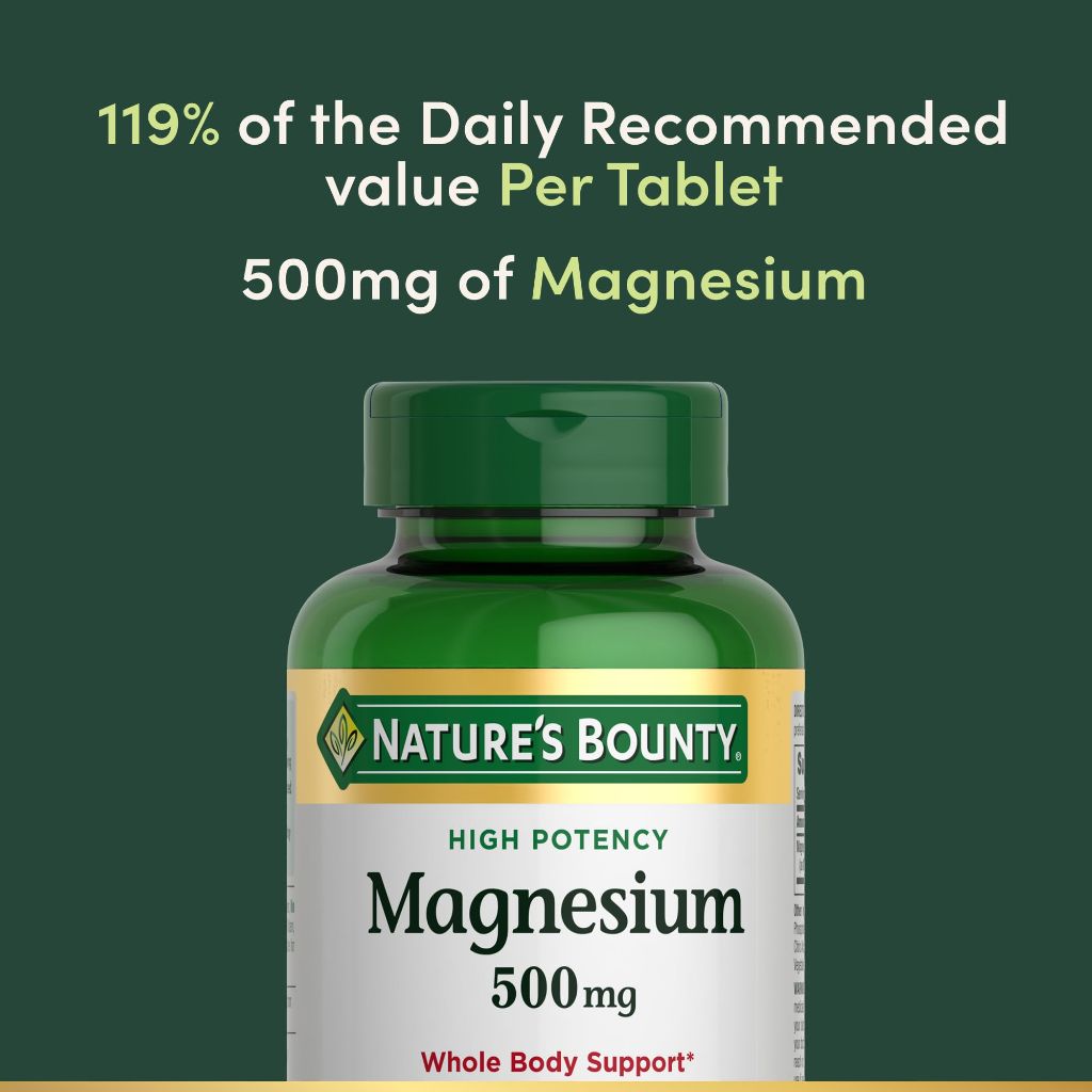 Nature's Bounty Magnesium Supplements 500mg Tablets - 200ct (2pk)