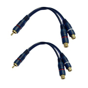 Yorkplace 2 PCS RCA Y Splitter Cable 1 Male to 2 Female, Premium RCA Y Adapter Cable, Audio Video Adapter for Subwoofer Speaker, Home Theater, Amplifier
