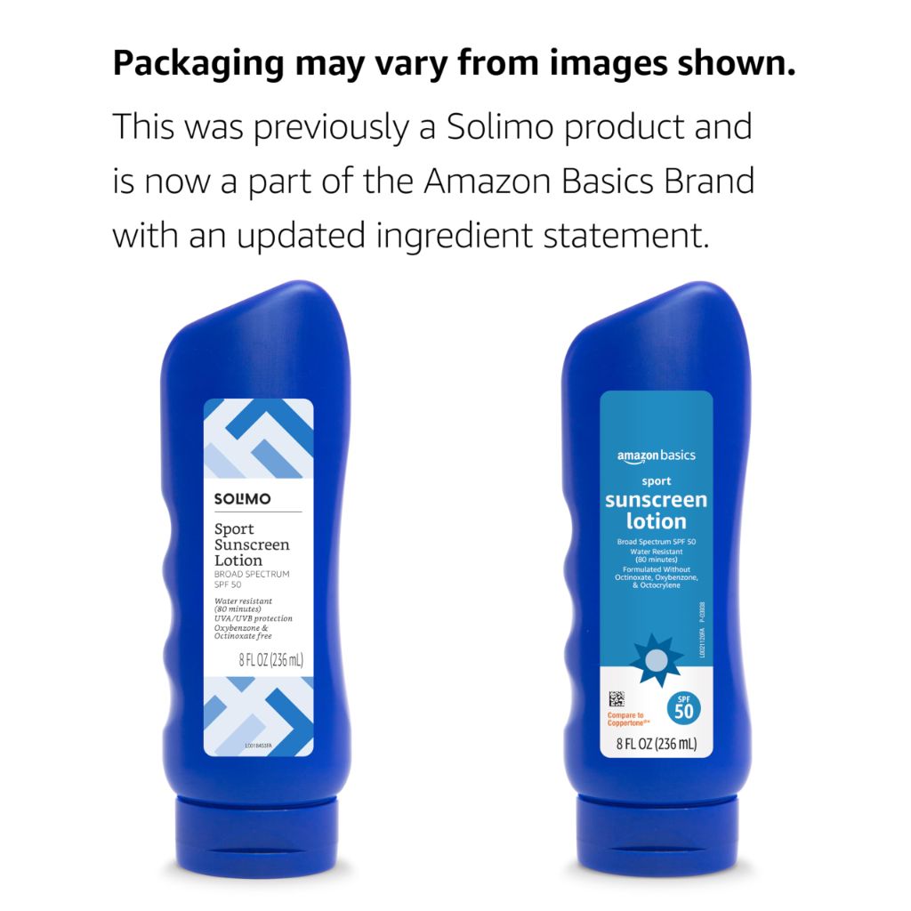 Amazon Basics Sport Sunscreen Lotion SPF 50, Water Resistant 8 Fluid Ounce